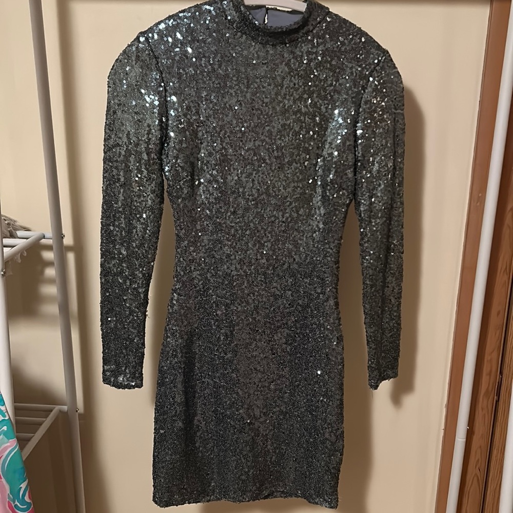 B. Darlin Sequined Cut-Out Back Mini Dress